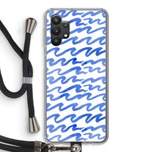 CaseCompany Blauwe golven: Samsung Galaxy A32 5G Transparant Hoesje met koord