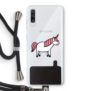 CaseCompany Eenhoorn: Samsung Galaxy A70 Transparant Hoesje met koord