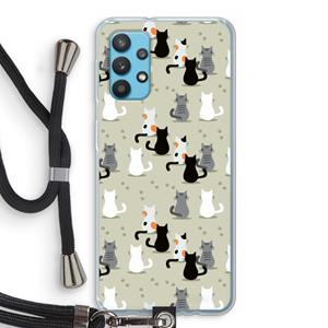 CaseCompany Katten: Samsung Galaxy A32 4G Transparant Hoesje met koord