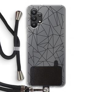 CaseCompany Geometrische lijnen zwart: Samsung Galaxy A32 5G Transparant Hoesje met koord