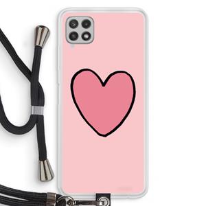 CaseCompany Hartje: Samsung Galaxy A22 4G Transparant Hoesje met koord