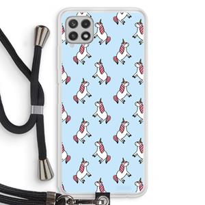 CaseCompany Eenhoorns overal: Samsung Galaxy A22 4G Transparant Hoesje met koord