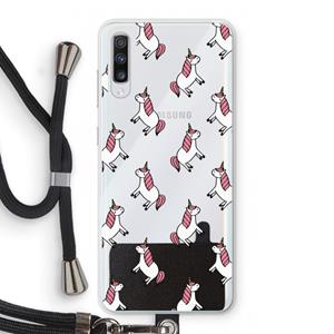 CaseCompany Eenhoorns overal: Samsung Galaxy A70 Transparant Hoesje met koord