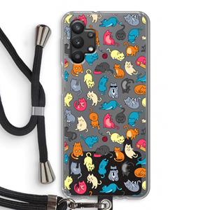 CaseCompany Kleurrijke katten: Samsung Galaxy A32 5G Transparant Hoesje met koord