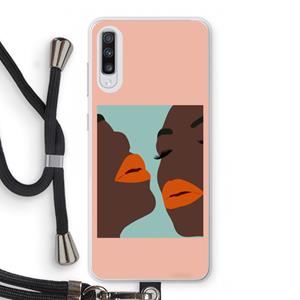 CaseCompany Orange lips: Samsung Galaxy A70 Transparant Hoesje met koord
