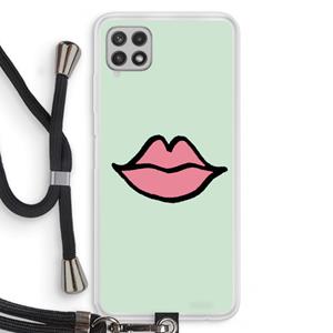 CaseCompany Kusje: Samsung Galaxy A22 4G Transparant Hoesje met koord