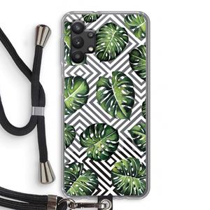 CaseCompany Geometrische jungle: Samsung Galaxy A32 5G Transparant Hoesje met koord