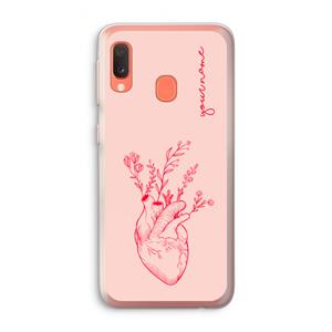 CaseCompany Blooming Heart: Samsung Galaxy A20e Transparant Hoesje