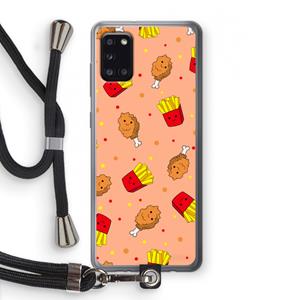 CaseCompany Chicken 'n Fries: Samsung Galaxy A31 Transparant Hoesje met koord