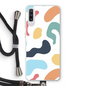 CaseCompany Memphis Shapes Blue: Samsung Galaxy A70 Transparant Hoesje met koord