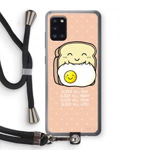 CaseCompany Sleep All Day: Samsung Galaxy A31 Transparant Hoesje met koord
