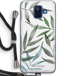 CaseCompany Tropical watercolor leaves: Samsung Galaxy A6 (2018) Transparant Hoesje met koord
