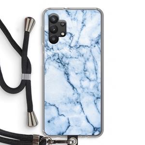 CaseCompany Blauw marmer: Samsung Galaxy A32 5G Transparant Hoesje met koord