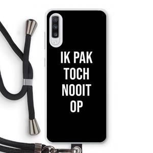 CaseCompany Ik pak nooit op - Zwart: Samsung Galaxy A70 Transparant Hoesje met koord