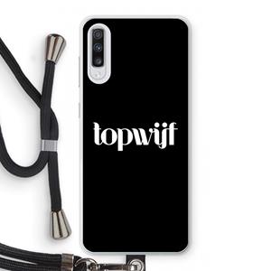 CaseCompany Topwijf Zwart: Samsung Galaxy A70 Transparant Hoesje met koord