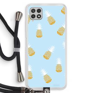 CaseCompany Ananasjes: Samsung Galaxy A22 4G Transparant Hoesje met koord