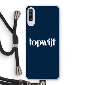 CaseCompany Topwijf Navy: Samsung Galaxy A70 Transparant Hoesje met koord