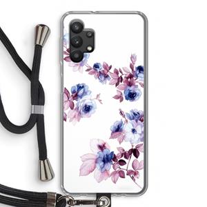 CaseCompany Waterverf bloemen: Samsung Galaxy A32 5G Transparant Hoesje met koord