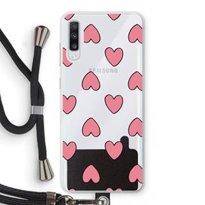 CaseCompany Ondersteboven verliefd: Samsung Galaxy A70 Transparant Hoesje met koord