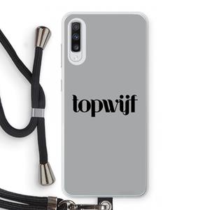 CaseCompany Topwijf Grijs Zwart: Samsung Galaxy A70 Transparant Hoesje met koord