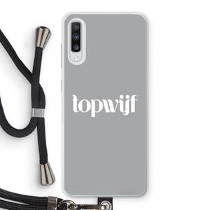 CaseCompany Topwijf Grijs Wit: Samsung Galaxy A70 Transparant Hoesje met koord