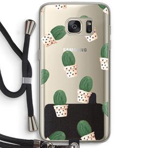 CaseCompany Cactusprint roze: Samsung Galaxy S7 Transparant Hoesje met koord
