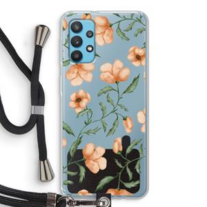 CaseCompany Peachy flowers: Samsung Galaxy A32 4G Transparant Hoesje met koord