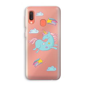 CaseCompany Vliegende eenhoorn: Samsung Galaxy A20e Transparant Hoesje