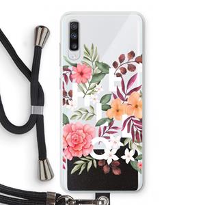 CaseCompany Hello in flowers: Samsung Galaxy A70 Transparant Hoesje met koord