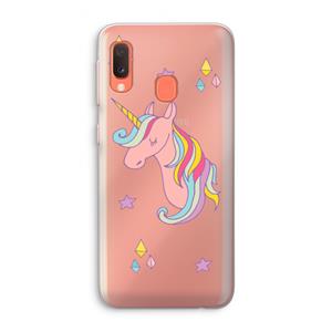 CaseCompany Roze eenhoorn: Samsung Galaxy A20e Transparant Hoesje