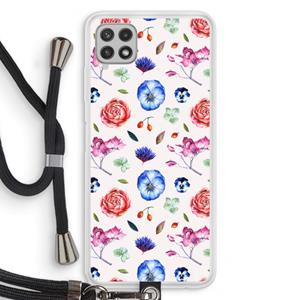 CaseCompany Bloemetjes: Samsung Galaxy A22 4G Transparant Hoesje met koord