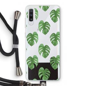 CaseCompany Monstera leaves: Samsung Galaxy A70 Transparant Hoesje met koord