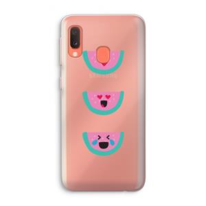 CaseCompany Smiley watermeloen: Samsung Galaxy A20e Transparant Hoesje