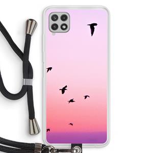 CaseCompany Fly away: Samsung Galaxy A22 4G Transparant Hoesje met koord