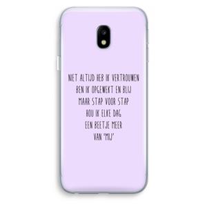 CaseCompany Zelfvertrouwen: Samsung Galaxy J3 (2017) Transparant Hoesje