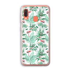 CaseCompany Flamingo bladeren: Samsung Galaxy A20e Transparant Hoesje
