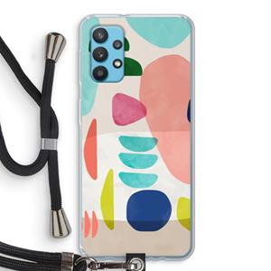 CaseCompany Bold Rounded Shapes: Samsung Galaxy A32 4G Transparant Hoesje met koord