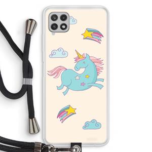 CaseCompany Vliegende eenhoorn: Samsung Galaxy A22 4G Transparant Hoesje met koord