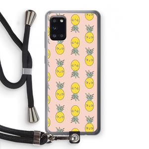 CaseCompany Ananas: Samsung Galaxy A31 Transparant Hoesje met koord