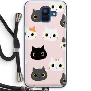 CaseCompany Katten: Samsung Galaxy A6 (2018) Transparant Hoesje met koord