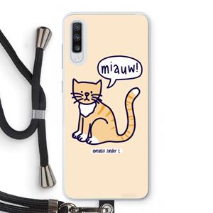 CaseCompany Miauw: Samsung Galaxy A70 Transparant Hoesje met koord
