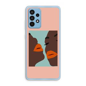 CaseCompany Orange lips: Samsung Galaxy A52 Transparant Hoesje