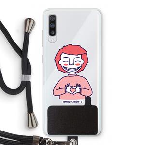CaseCompany Hartje: Samsung Galaxy A70 Transparant Hoesje met koord
