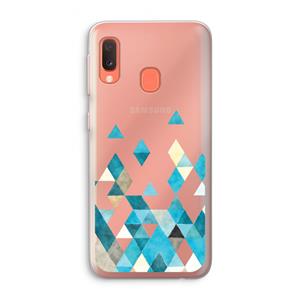 CaseCompany Gekleurde driehoekjes blauw: Samsung Galaxy A20e Transparant Hoesje
