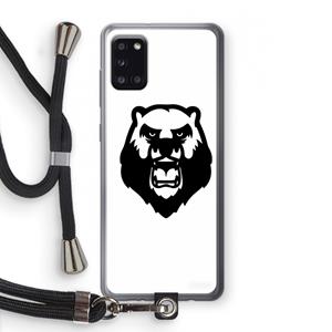 CaseCompany Angry Bear (white): Samsung Galaxy A31 Transparant Hoesje met koord