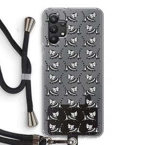 CaseCompany Zwarte poes: Samsung Galaxy A32 5G Transparant Hoesje met koord
