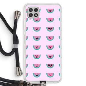 CaseCompany Smiley watermeloenprint: Samsung Galaxy A22 4G Transparant Hoesje met koord