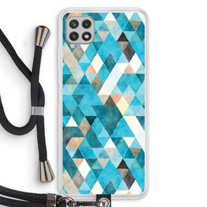 CaseCompany Gekleurde driehoekjes blauw: Samsung Galaxy A22 4G Transparant Hoesje met koord