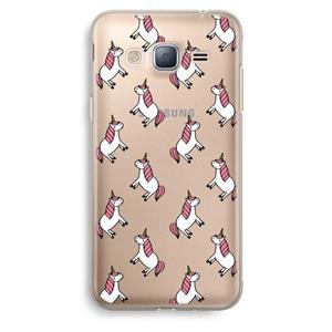CaseCompany Eenhoorns overal: Samsung Galaxy J3 (2016) Transparant Hoesje