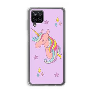 CaseCompany Roze eenhoorn: Samsung Galaxy A12 Transparant Hoesje